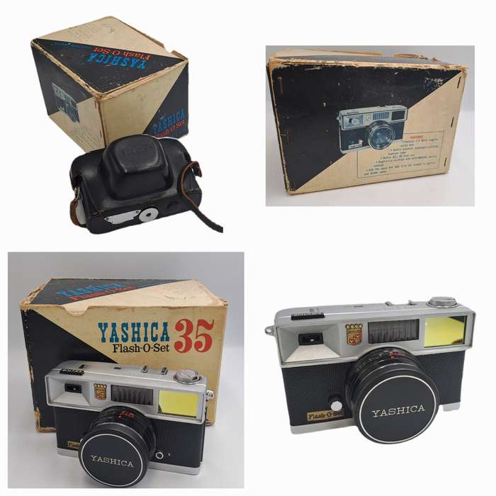 1961 Vintage Yashica Flash-O-Set 35mm Camera with Coupled View Range Finder -Leather Case and Box