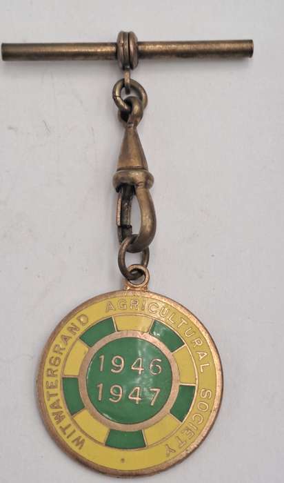 1946 and 1947 Witwatersrand Agricultural Society Medal -No 439-Brass and Enamel -Mappin &Webb