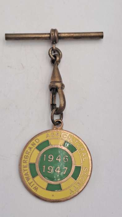 1946 and 1947 Witwatersrand Agricultural Society Medal -No 439-Brass and Enamel -Mappin &Webb