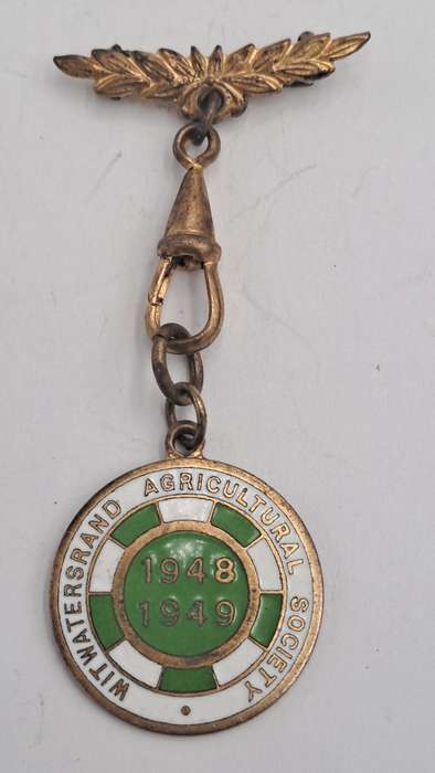1948 and 1949 Witwatersrand Agricultural Society Medal -No 557-Brass and Enamel -Mappin &Webb