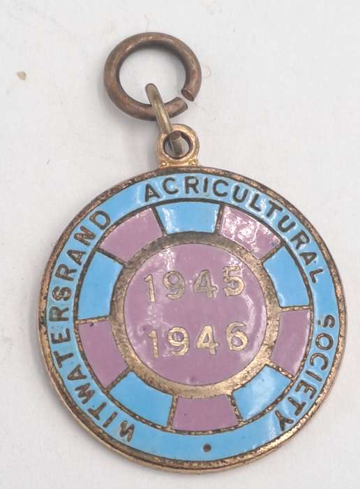 1945-1946 Witwatersrand Agricultural Society Medal -No 1037-Brass and Enamel -Mappin & Webb