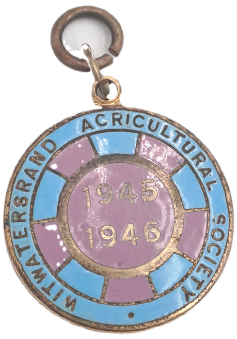 1945-1946 Witwatersrand Agricultural Society Medal -No 1037-Brass and Enamel -Mappin & Webb