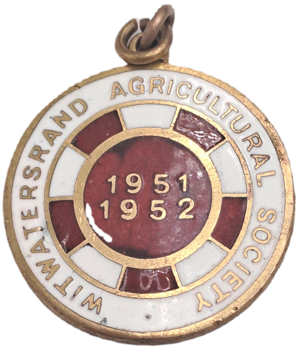 1951-1952 Witwatersrand Agricultural Society Medal -No 2468-Brass and Enamel -Mappin & Webb