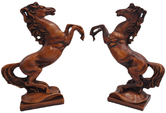 Vintage Pair of Rearing Horse Bookends - Horse Figurines - Rearing Stallions