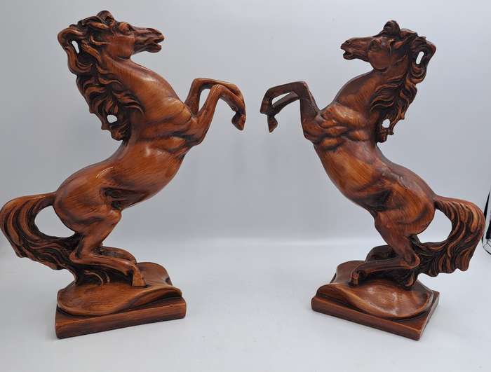 Vintage Pair of Rearing Horse Bookends - Horse Figurines - Rearing Stallions