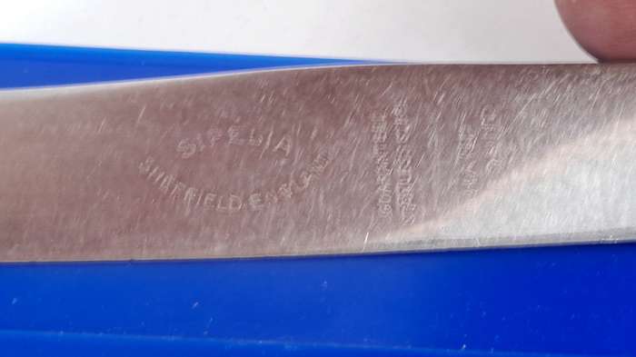 5 Antique / Vintage Sipelia Sheffield Table Knifes -Hand Grownd