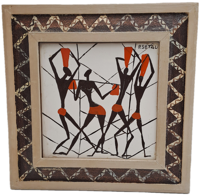 Original Framed African Art by Resetal--  24cm x24cm x1,5cm