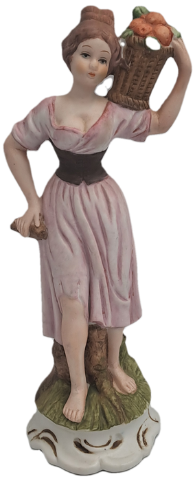 Vintage Taiwanese Ceramic Statue Figurine Farmer Women Art Deco Figure Bibelot