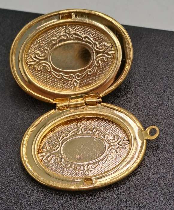 Vintage White and Blue Cameo Pendant Locket -Three Nymph Scene-Gold Tone