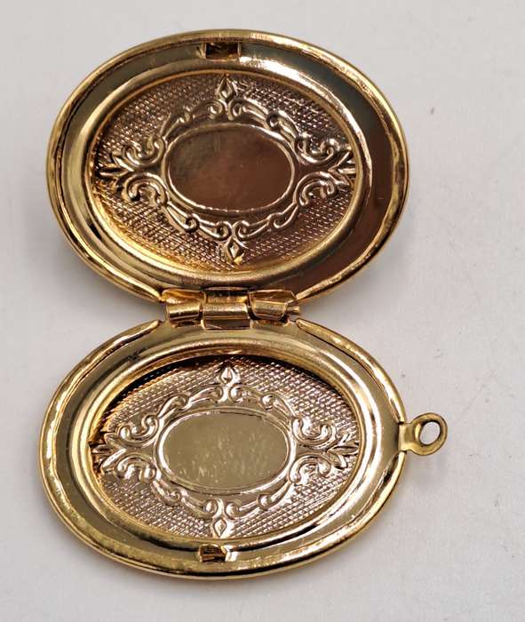Vintage White and Blue Cameo Pendant Locket -Three Nymph Scene-Gold Tone