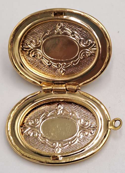 Vintage White and Blue Cameo Pendant Locket -Three Nymph Scene-Gold Tone
