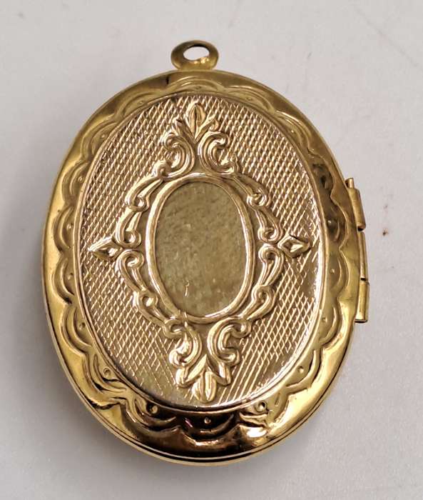 Vintage White and Blue Cameo Pendant Locket -Three Nymph Scene-Gold Tone