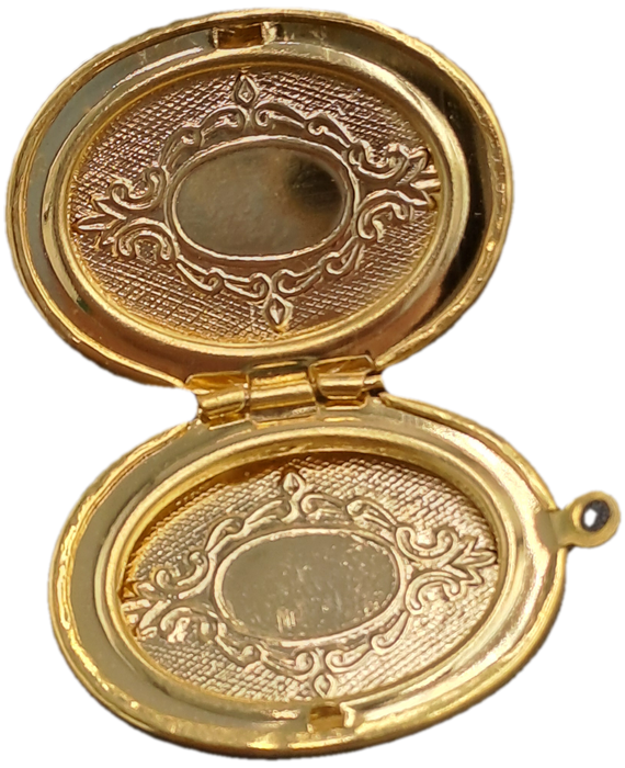 Vintage White and Blue Cameo Pendant Locket -Three Nymph Scene-Gold Tone