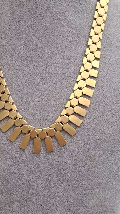 Fashionable Geometric Gold Tone Necklace 46cm