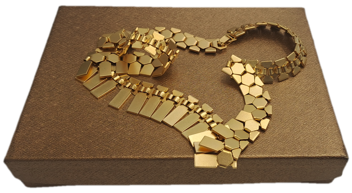 Fashionable Geometric Gold Tone Necklace 46cm