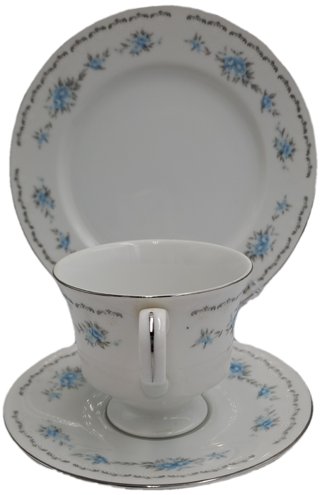 Vintage Nagoya Fine Bone China Trio `BLUE ROSE` Japan (9 available)
