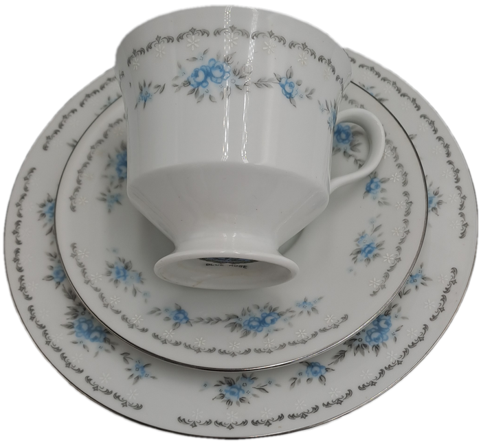Vintage Nagoya Fine Bone China Trio `BLUE ROSE` Japan (9 available)