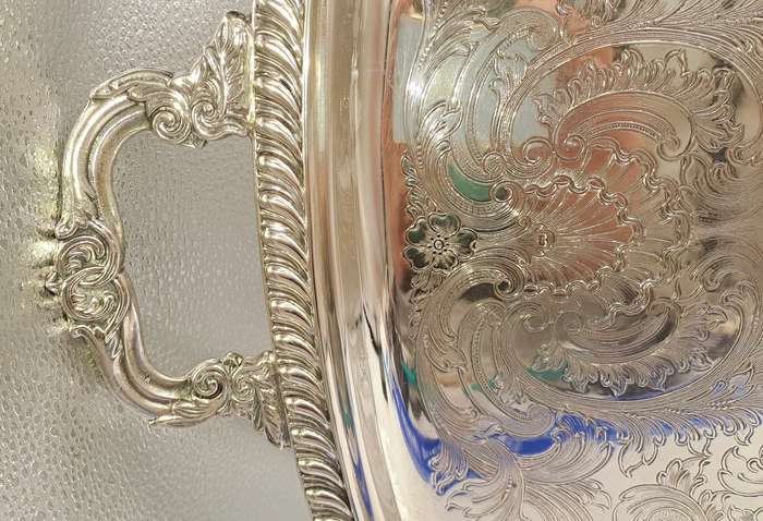 large Silver Plated serving Tray 73cm x 46,7cm