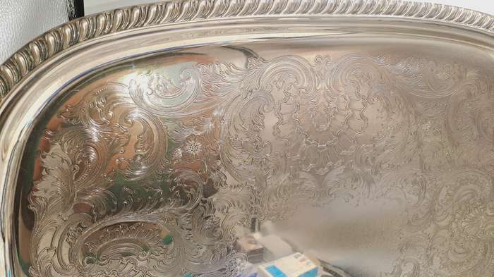 large Silver Plated serving Tray 73cm x 46,7cm