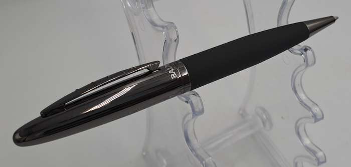 Pre-owned Balmain Paris Ballpen in Leather Pouch -Branded on Cap-Ink is dry