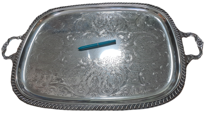 large Silver Plated serving Tray 73cm x 46,7cm