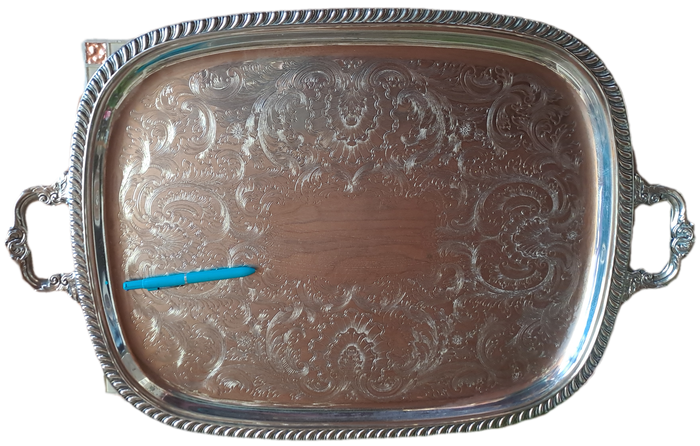 large Silver Plated serving Tray 73cm x 46,7cm
