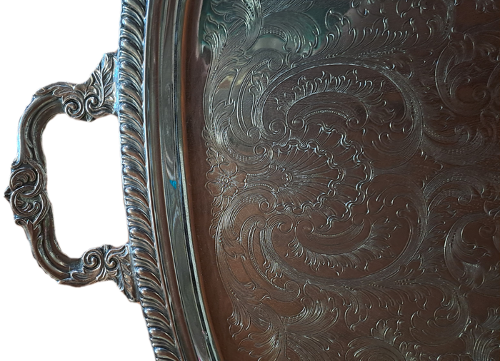 large Silver Plated serving Tray 73cm x 46,7cm