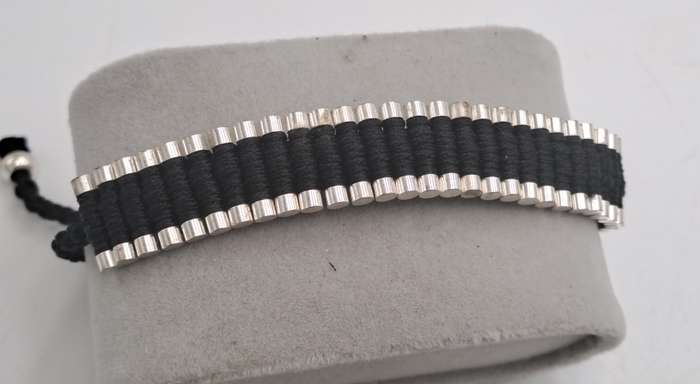 Genuine Links of London Sterling Silver Black Friendship Bracelet-Hallmarked