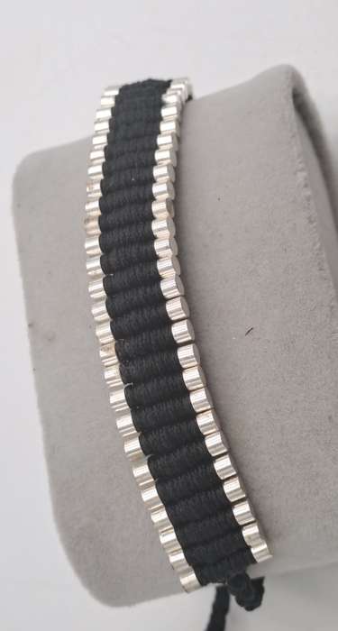 Genuine Links of London Sterling Silver Black Friendship Bracelet-Hallmarked