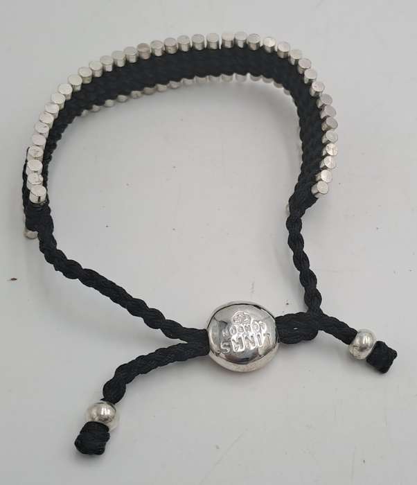 Genuine Links of London Sterling Silver Black Friendship Bracelet-Hallmarked