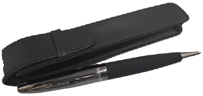 Pre-owned Balmain Paris Ballpen in Leather Pouch -Branded on Cap-Ink is dry