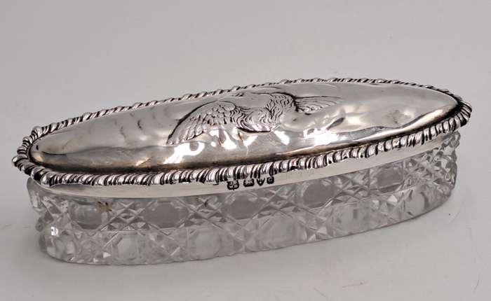 Antique 1903 Sterling Silver & Cut Glass Art nouveau vanity jar- by John and William Deakin