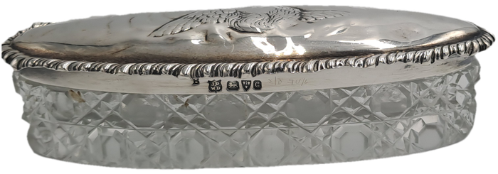 Antique 1903 Sterling Silver & Cut Glass Art nouveau vanity jar- by John and William Deakin