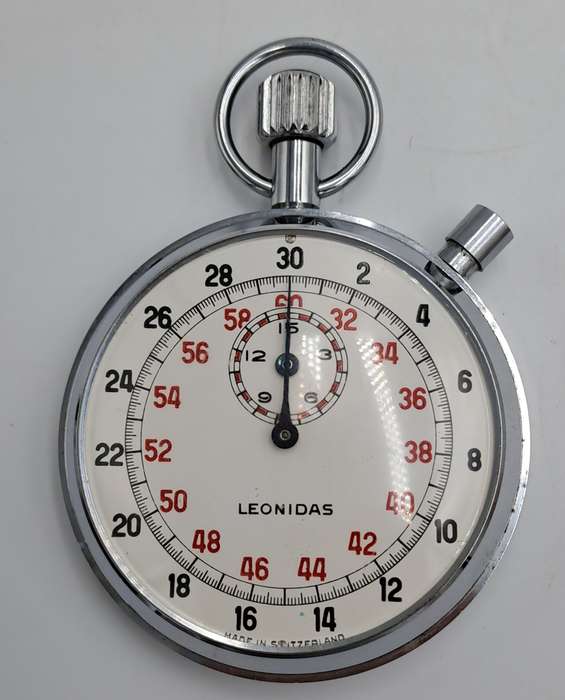 Vintage SWISS Leonidas Stop Watch open face nickel chromiun case  -Working-Crown is loose