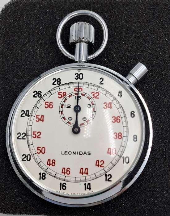 Vintage SWISS Leonidas Stop Watch open face nickel chromiun case  -Working-Crown is loose