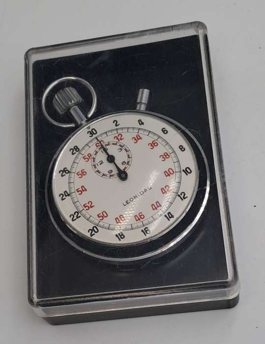 Vintage SWISS Leonidas Stop Watch open face nickel chromiun case  -Working-Crown is loose