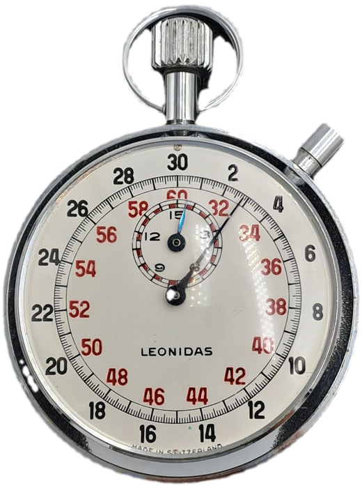 Vintage SWISS Leonidas Stop Watch open face nickel chromiun case  -Working-Crown is loose
