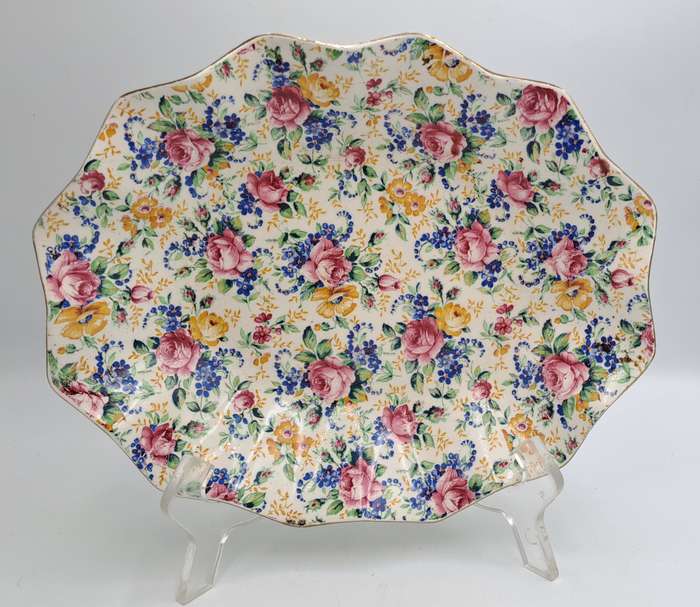Vintage 1930's James Kent Longton "Rosalynde" Bon Bon Dish 23cm x 19,5cm x 4,5cm