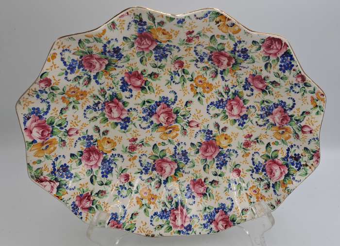 Vintage 1930's James Kent Longton "Rosalynde" Bon Bon Dish 23cm x 19,5cm x 4,5cm
