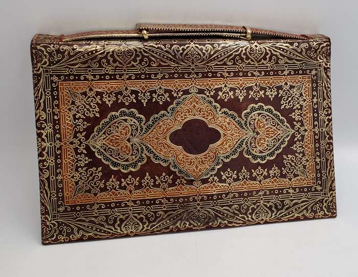 Vintage Embossed Genuine Leather Florentine Style Clutch Evening Bag made in Venice
