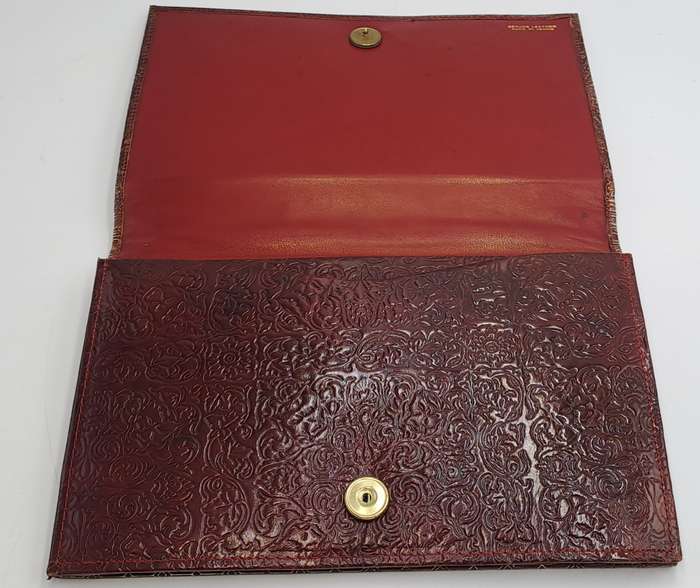 Vintage Embossed Genuine Leather Florentine Style Clutch Evening Bag made in Venice