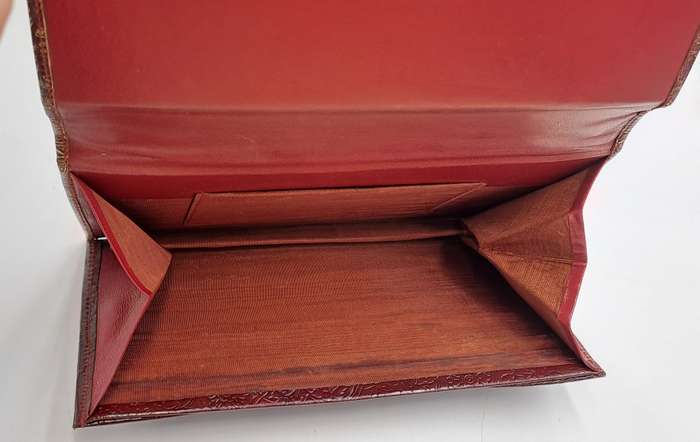 Vintage Embossed Genuine Leather Florentine Style Clutch Evening Bag made in Venice