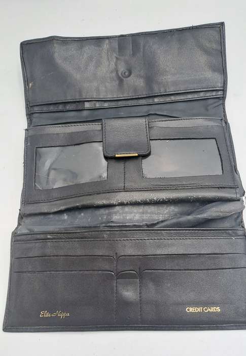 Pre-owned Elite Nappa Ladies Leather Clutch Purse -Black