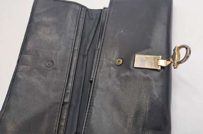 Pre-owned Elite Nappa Ladies Leather Clutch Purse -Black