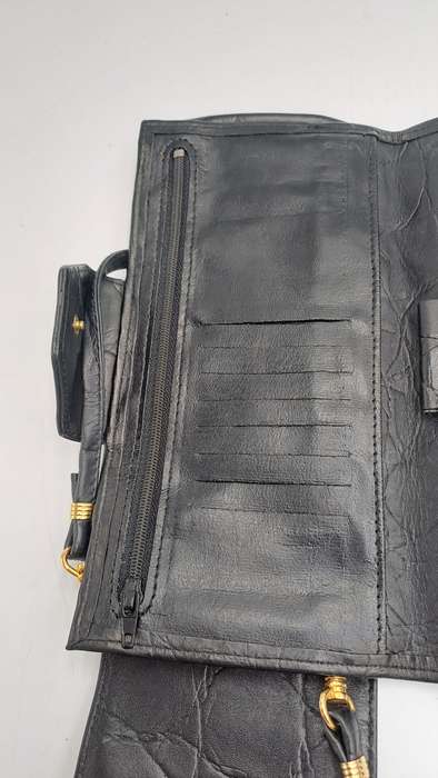 Pre-owned Ladies Genuine Leather Sling Cell Phone Purse  -Black-Made in RSA