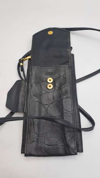 Pre-owned Ladies Genuine Leather Sling Cell Phone Purse  -Black-Made in RSA