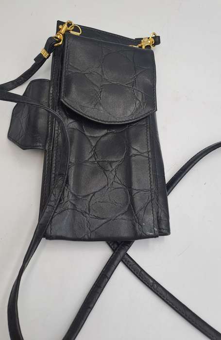 Pre-owned Ladies Genuine Leather Sling Cell Phone Purse  -Black-Made in RSA