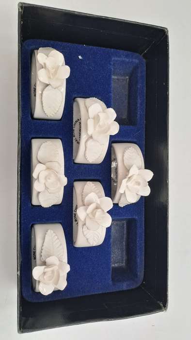 6 Handmade Floral Bone China Co.  Servette Rings Durban - Boxed
