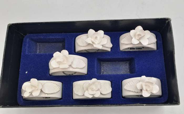 6 Handmade Floral Bone China Co.  Servette Rings Durban - Boxed