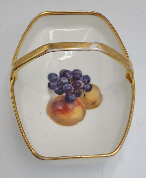 Vintage Bavaria Gold Handle Porcelain Basket Dish - Gold on handle show some wear